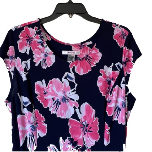 🍒 TANJAY Floral Dress…Navy w/ Pink Floral … NWT!!! - Picture 2 of 8